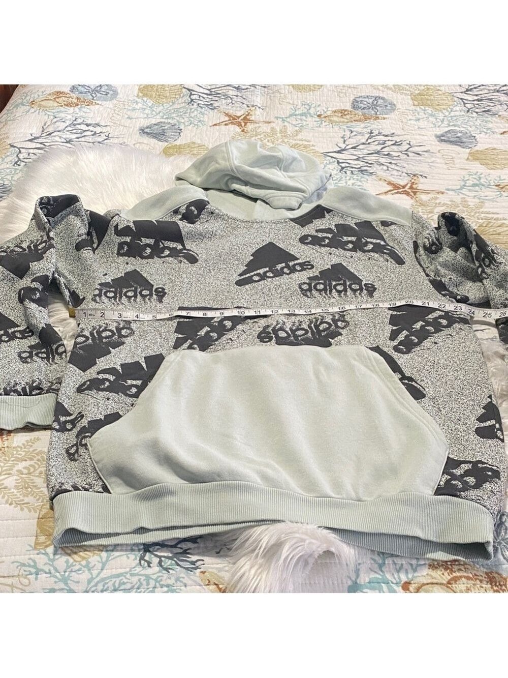 Adidas Gray Patterned Hoodie - Picture 1 of 8